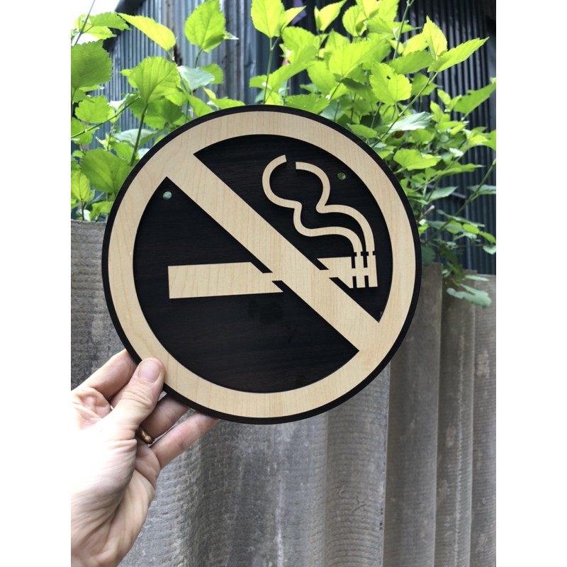 Bảng Gỗ Cấm Hút Thuốc - No Smoking