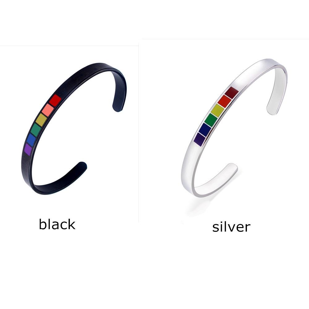 Vòng tay màu cầu vồng phong cách LGBT làm từ thép không gỉ thời trang cho nam và nữ