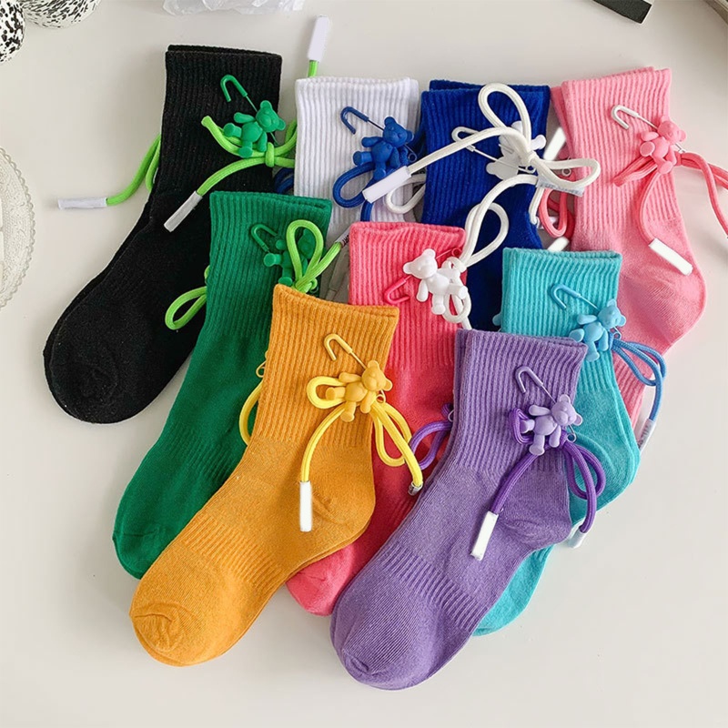 Xixi Đôi Vớ Cotton Thoáng Khí Họa Tiết Gấu Hoạt Hình Sáng Tạo Vui Nhộn Dành Cho Nữ