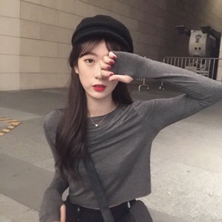 (săn hồng) Áo Thun thu dài tay croptop / Áo ulzzang thun thu