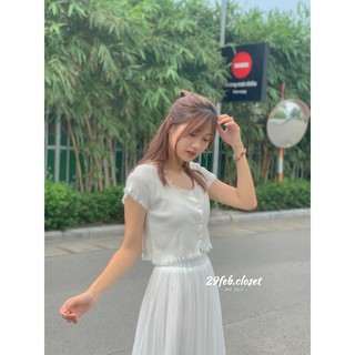 Áo len mỏng viền ren cổ tròn (Ảnh thật)
