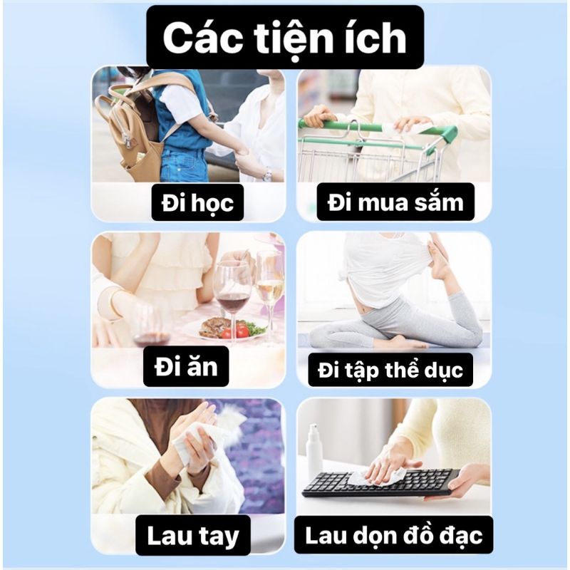 Bịch 64 chiếc khăn ướt mini bỏ túi Tiện Dụng