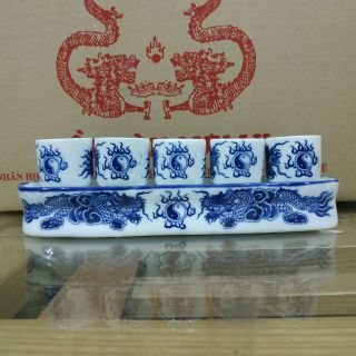 Bộ kỷ thờ, bộ chén nước thờ cúng men Lam