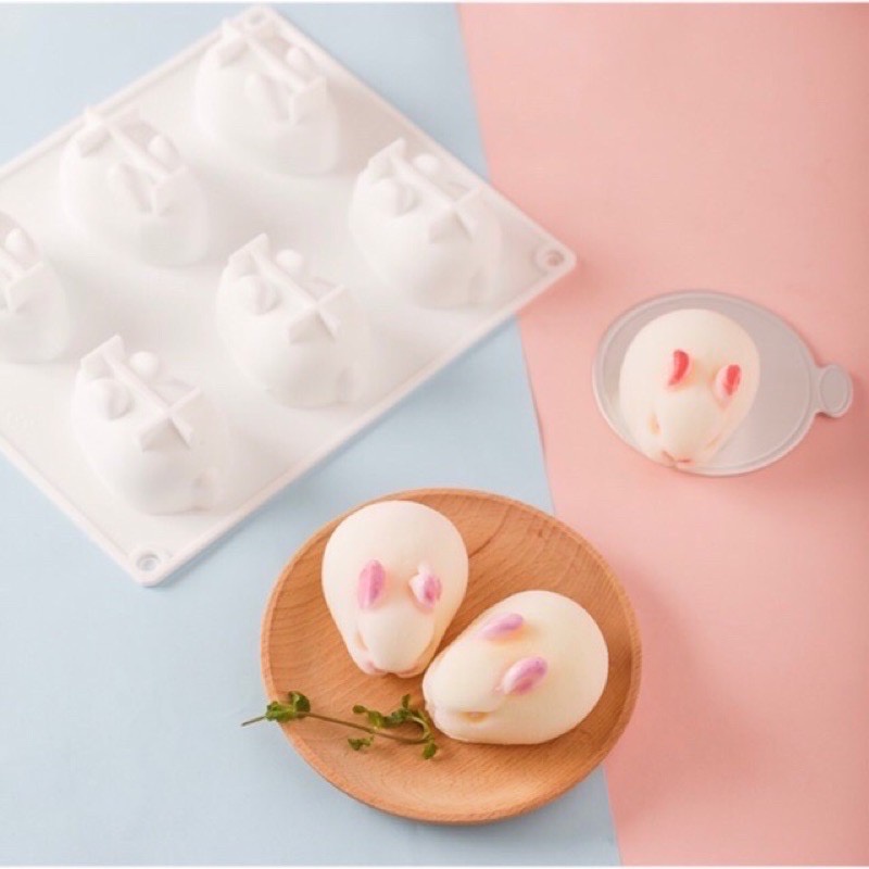 Khuôn silicon 3D set 8 miếng hình thỏ , phô mai , làm thạch , pudding , bánh cho bé