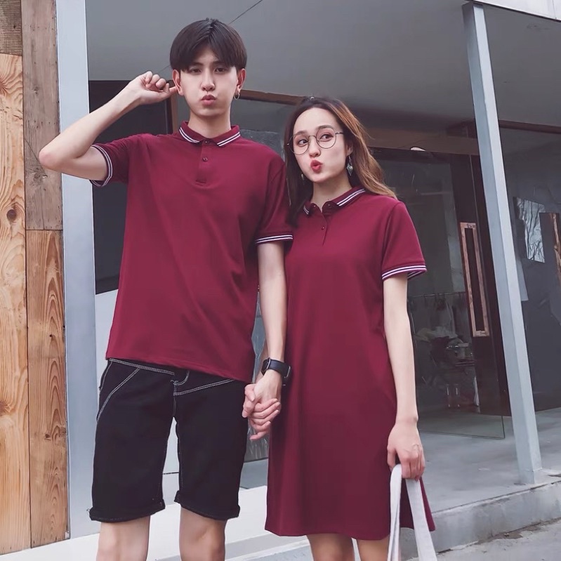 ẢNH THẬT - Áo váy thun đôi, áo polo nỉ da cá suông Forever Couple Store