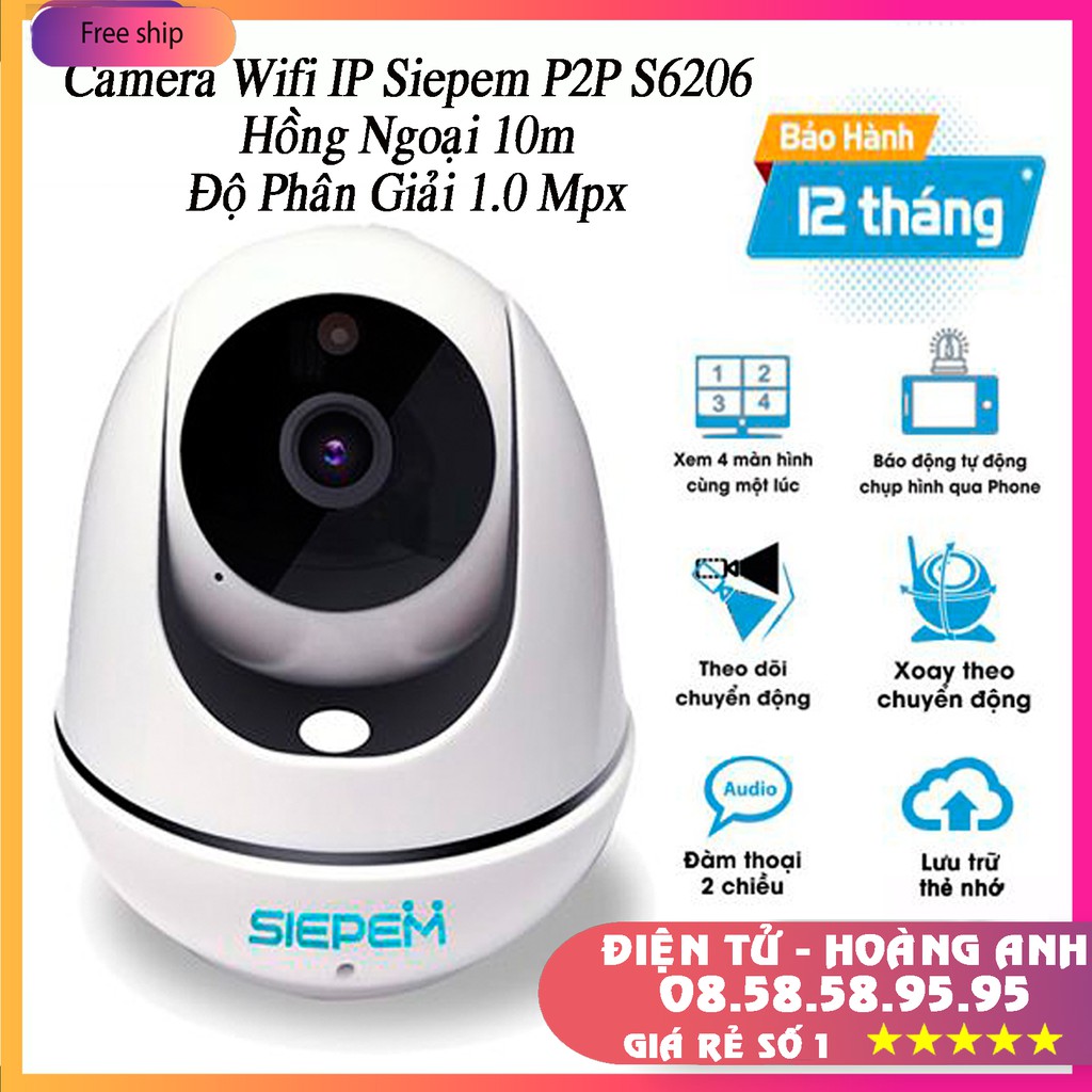 Camera Wifi IP Siepem P2P S6206 cảm biến chuyển động theo người