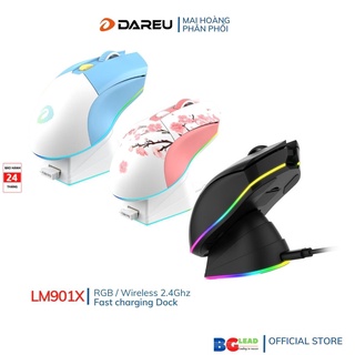 [Chính hãng] Chuột không dây Gaming DAREU EM901X RGB (BLACK / PINK / BLUE-WHITE) - SUPERLIGHT, FAST CHARING DOCK