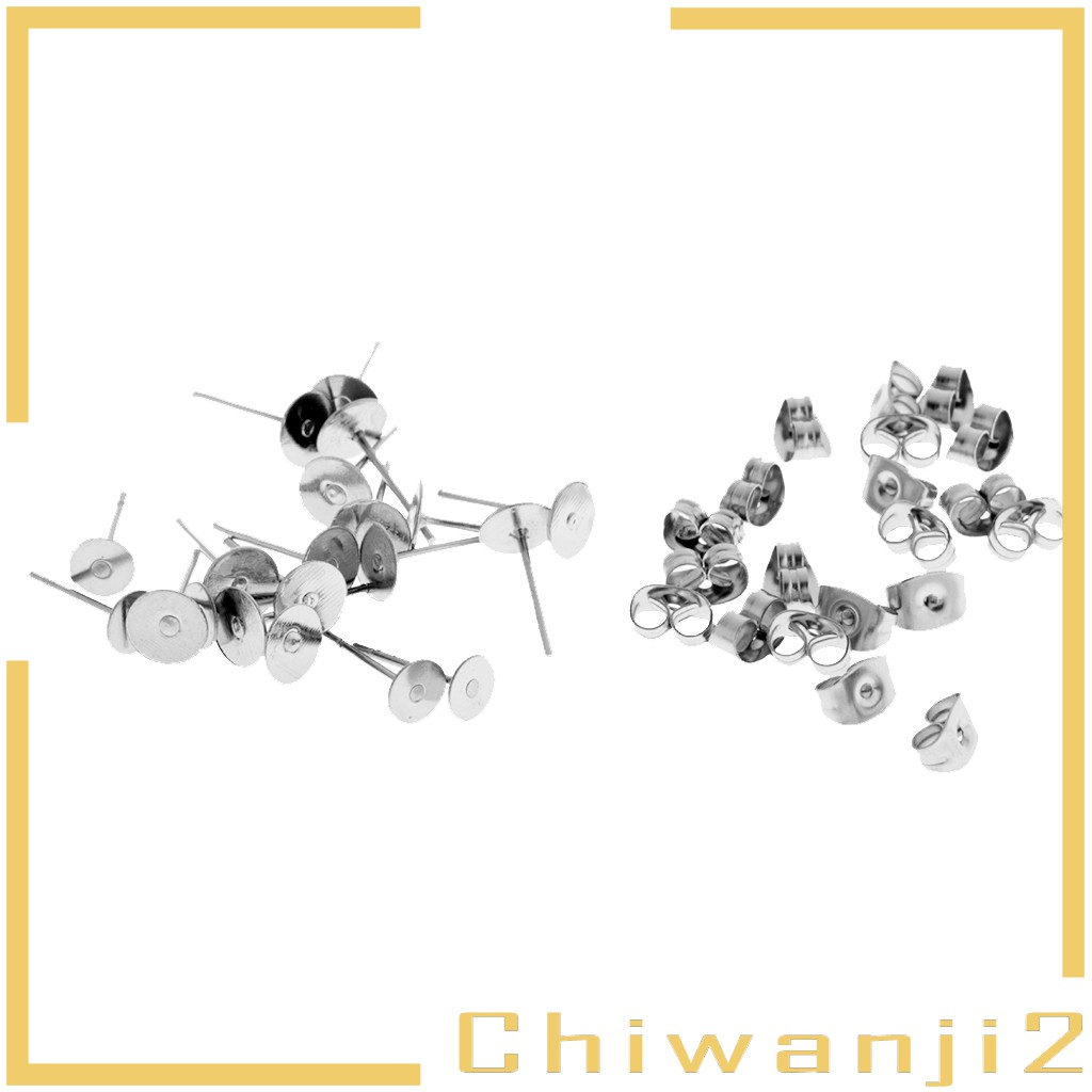 [CHIWANJI2] 15 Pairs Stainless Steel Stud Back Findings Back Stoppers Butterfly Backs