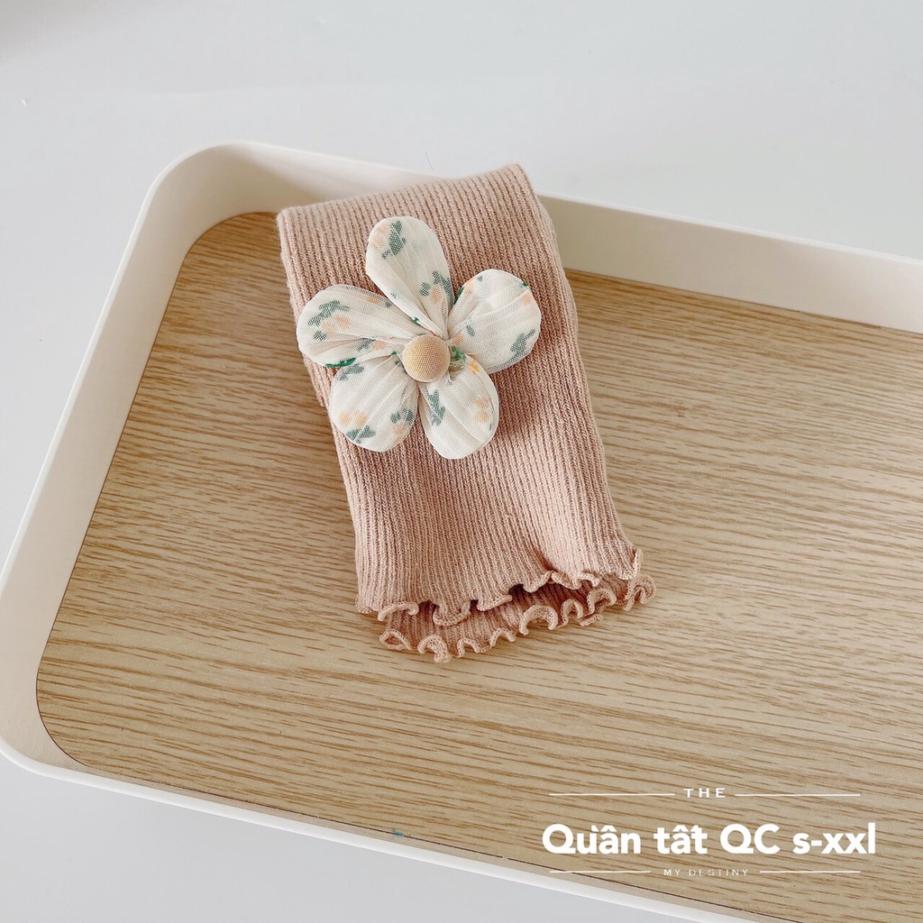 Quần tất len đính hoa cho bé gái, quần legging mặc cùng váy cho bé gái hàng quảng châu