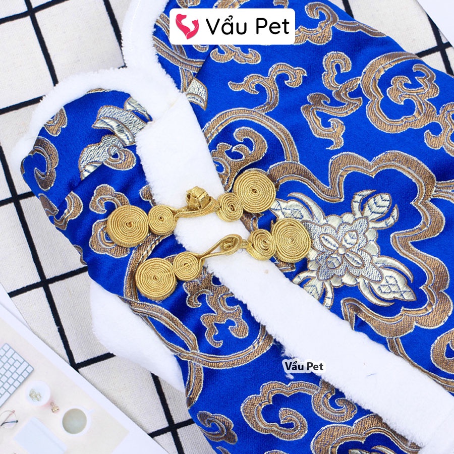 Áo cho chó mèo Bộ Tết Long Bào chất gấm lót bông sang trọng - Áo tết cho chó mèo Vẩu Pet Shop