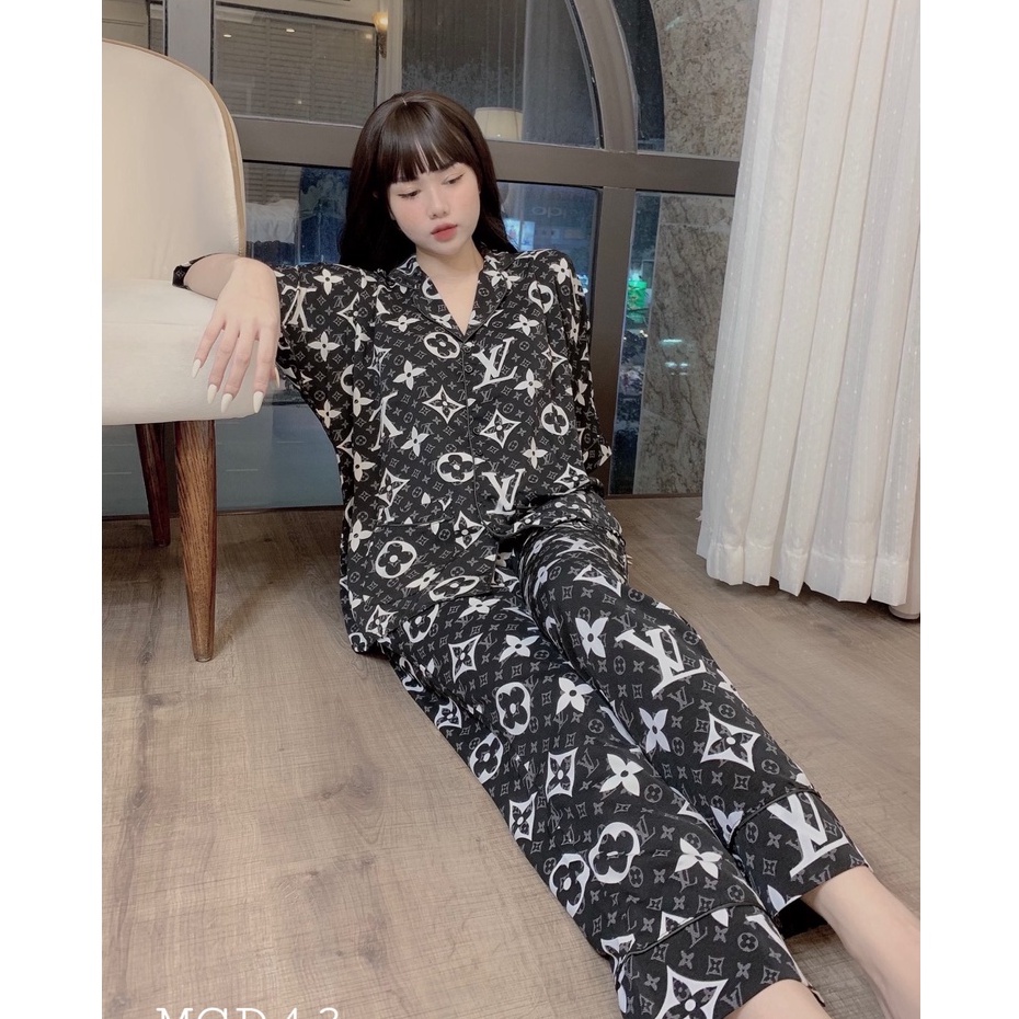 Bộ Ngủ Nữ Lụa Mặc Nhà Dễ Thương, Pijama Lụa Mango Cộc Tay Quần Dài Kiểu Dáng Hàn Quốc Cao Cấp | BigBuy360 - bigbuy360.vn