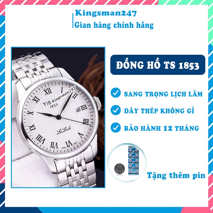 Đồng hồ nam chính hãng TS 1853 dây thép không gỉ cao cấp, mặt vân cực đẹp sang trọng giá rẻ [Tặng thêm pin] | BigBuy360 - bigbuy360.vn