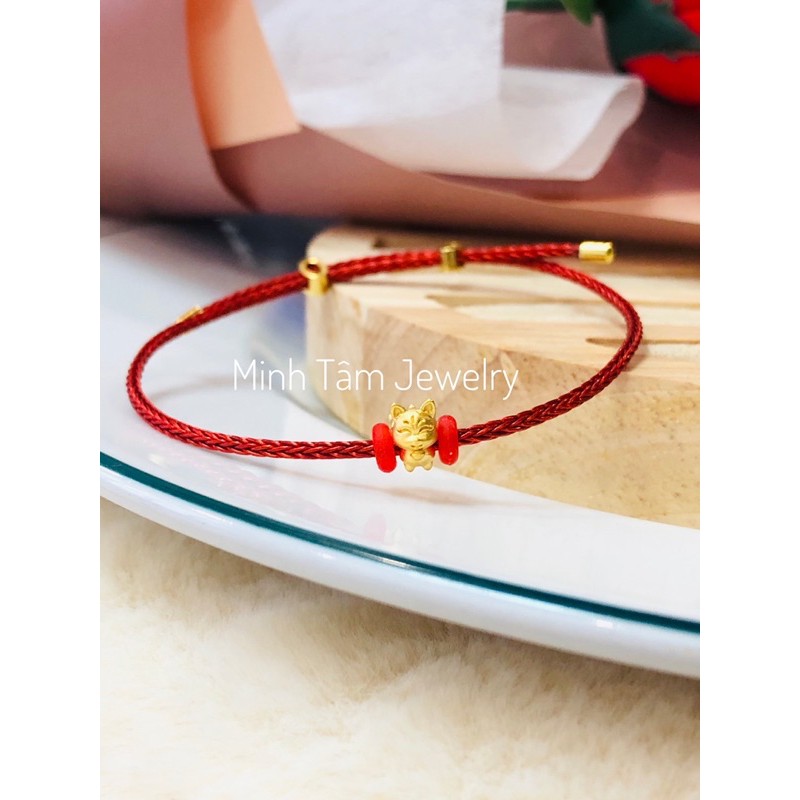 Charm hồ ly 24k mini,Vòng tay dây cước hồ ly 9 đuôi 24k mini-Minh Tâm Jewelry