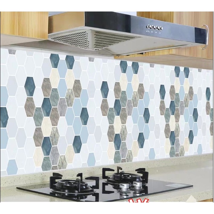 Decal giấy dán tường ô ngũ giác khổ 0.6m keo sẵn
