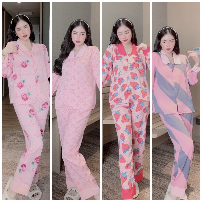 Đồ Bộ Pijama Nữ Lụa Mango Cao Cấp,Tay Dài Quần Dài,Mát Mịn,Mềm Mượt