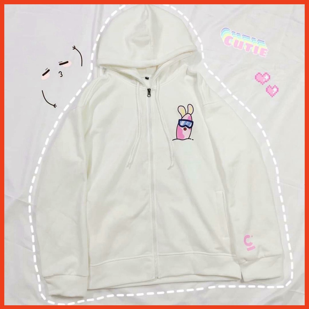 𝗡𝗘𝗪 𝗔𝗥𝗥𝗜𝗩𝗔𝗟  Áo Khoác Nữ Chất Liệu Thun Nỉ Ngoại In Hình Dẽ Thương Hoodie form rộng Khóa Dây Kéo