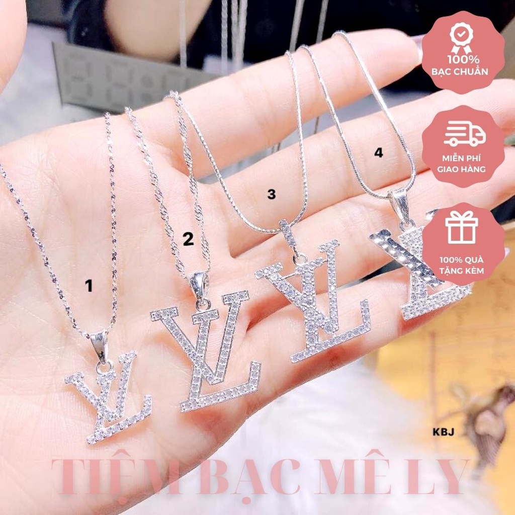 Dây chuyền bạc mặt hình LV, Mẫu D018 - Tiệm Bạc Mê Ly cam kết bạc chuẩn