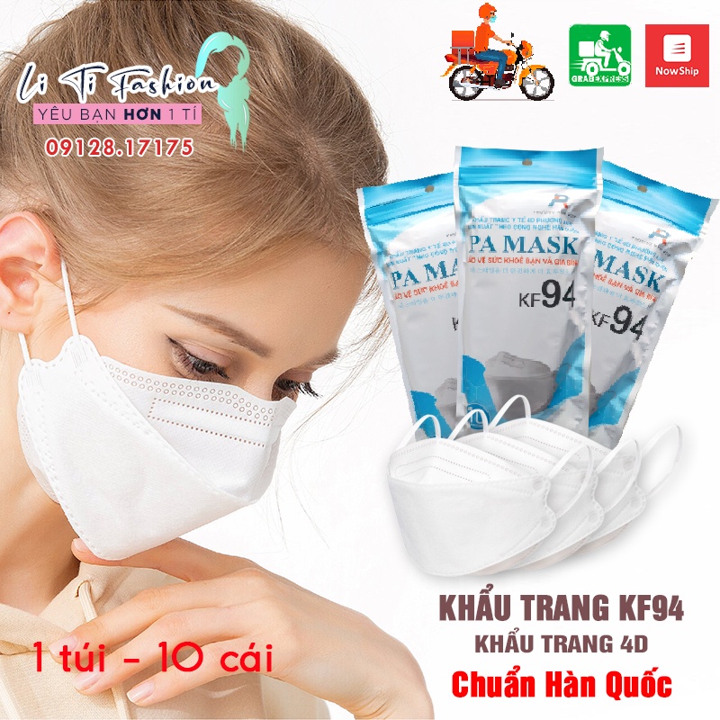 Khẩu Trang KF94 Trẻ EmTÚI 10 CÁI  Khẩu Trang 4D KF94 Cho Bé có 4 Lớp Chống Bụi Mịn Và Kháng Khuẩn