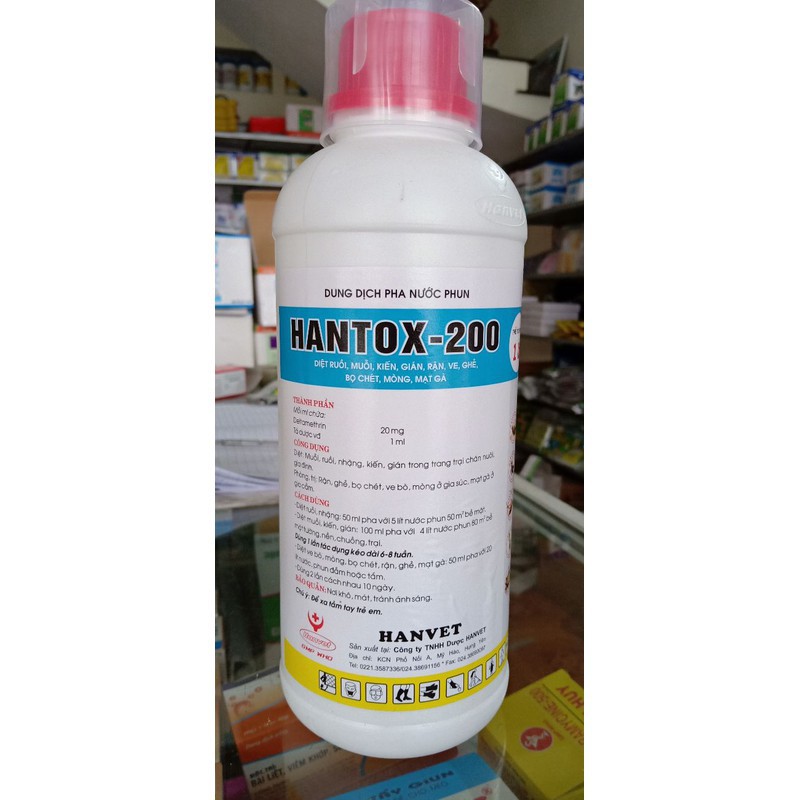 HCM-HP10049LV-Hantox 200  (chai 1 lít) Chuyên gia diệt Muỗi ruồi, kiến gián, diệt ve bọ chét và côn trùng gây
