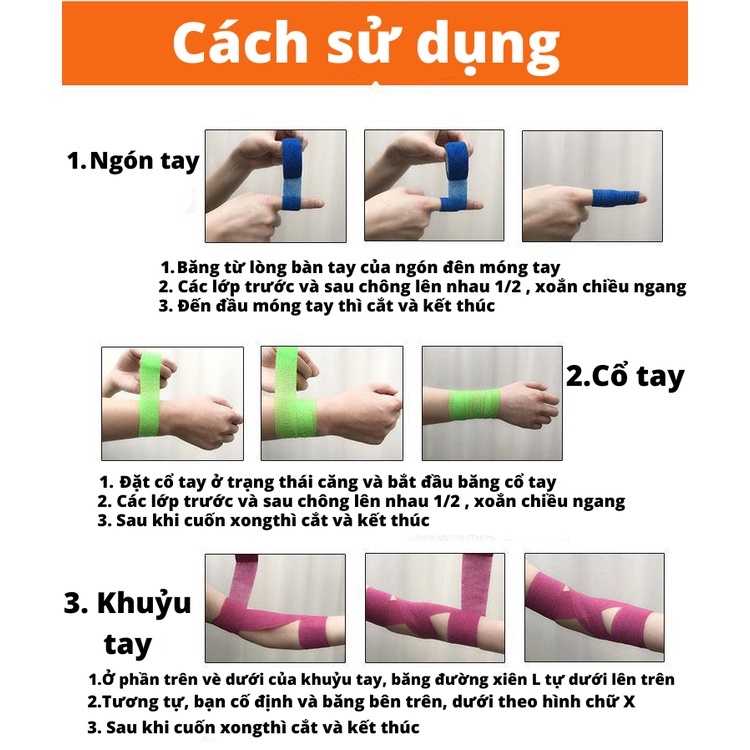 Băng cuốn thể thao tự dính, Băng dán cổ tay, cổ chân thể thao chất liệu vải không dệt chống chấn thương bảo vệ cơ khớp