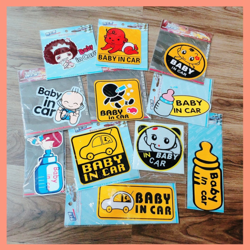 Decal Baby In Car Trang Trí Ô Tô Xe Hơi ngộ nghĩnh, dễ thương, nhiều mẫu