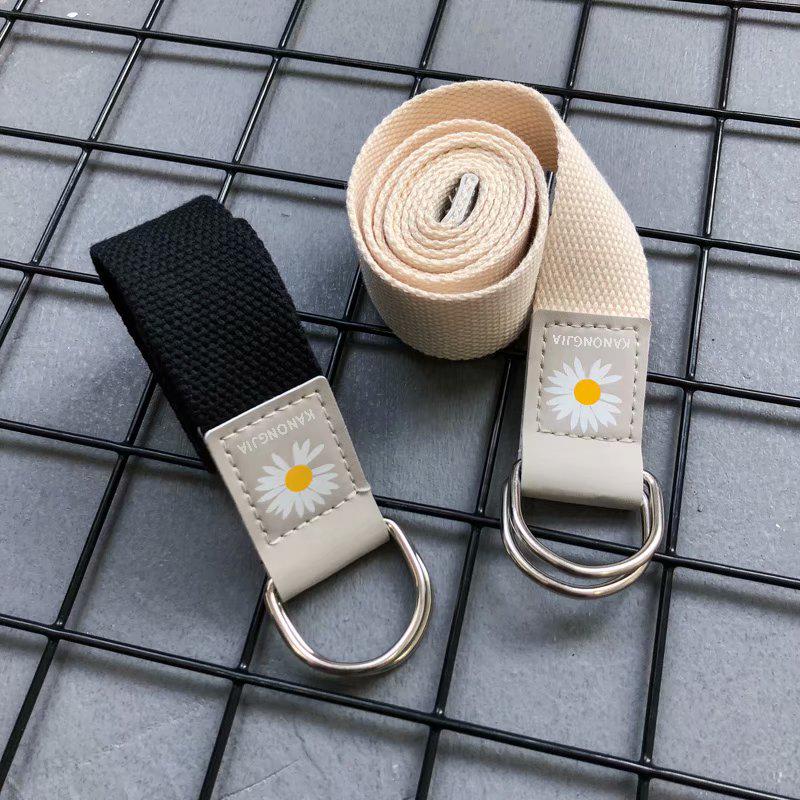 Thắt lưng vải canvas in hình hoa cúc nhỏ thời trang cho nam nữ