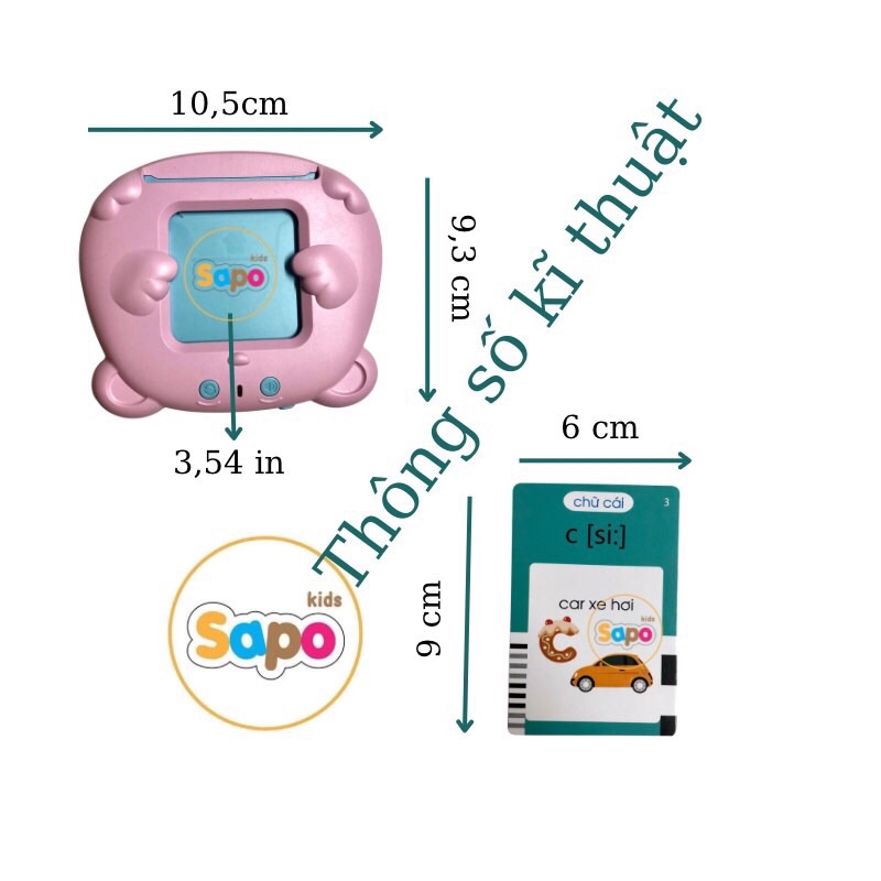 Máy đọc thẻ song ngữ Việt Anh,máy đọc thẻ flashcard 255 thẻ 510 từ vựng cho bé sapo kids