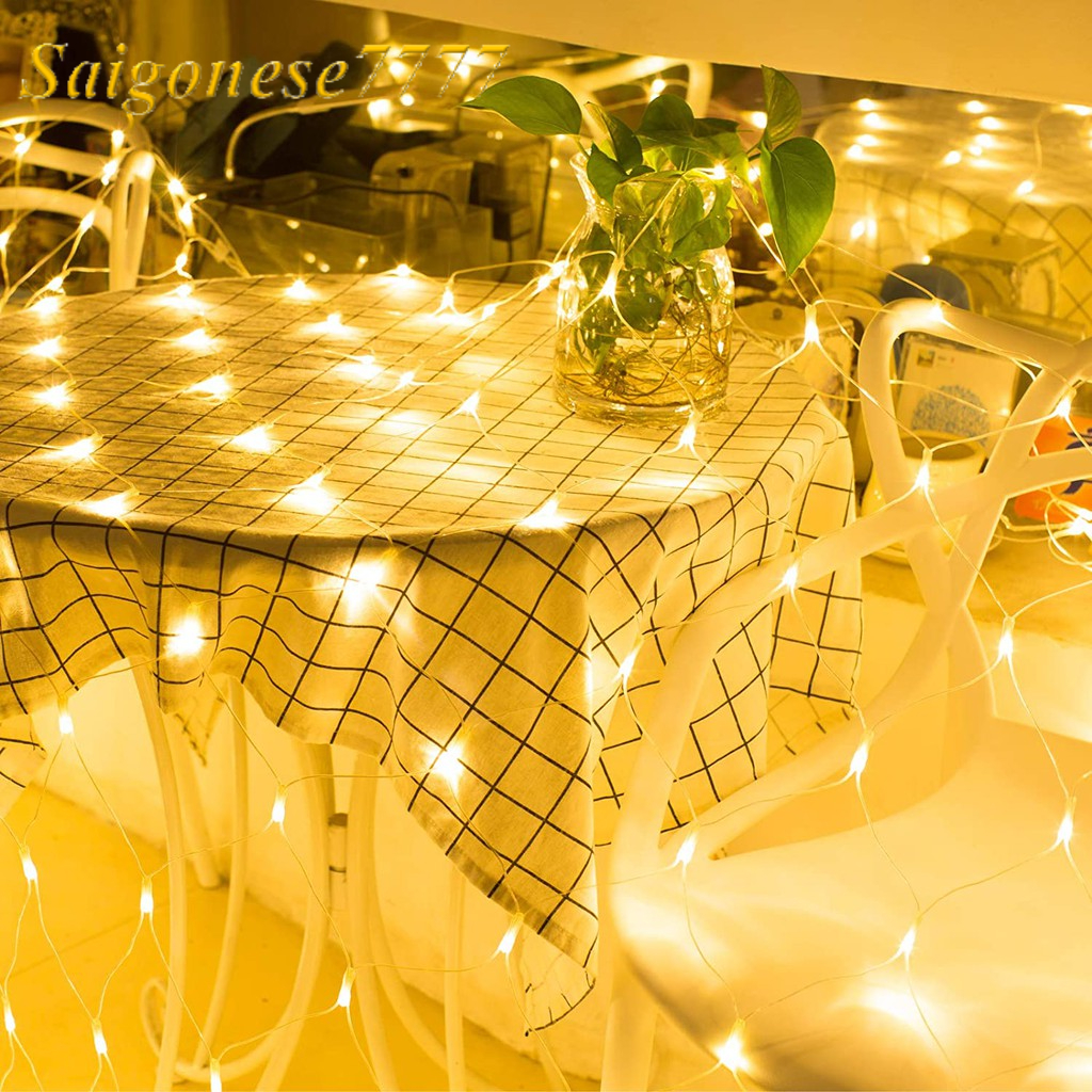 Dài 150*150 CM Rèm Đèn Led Đan Lưới Xài Điện 220V Đèn Chống Nước Trang Trí Ngoài Trời Noel Lễ Tết Sân Vườn