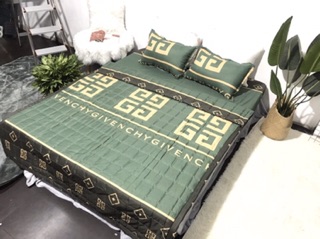 Bộ 5 món chăn hè cotton poly givenchy xanh