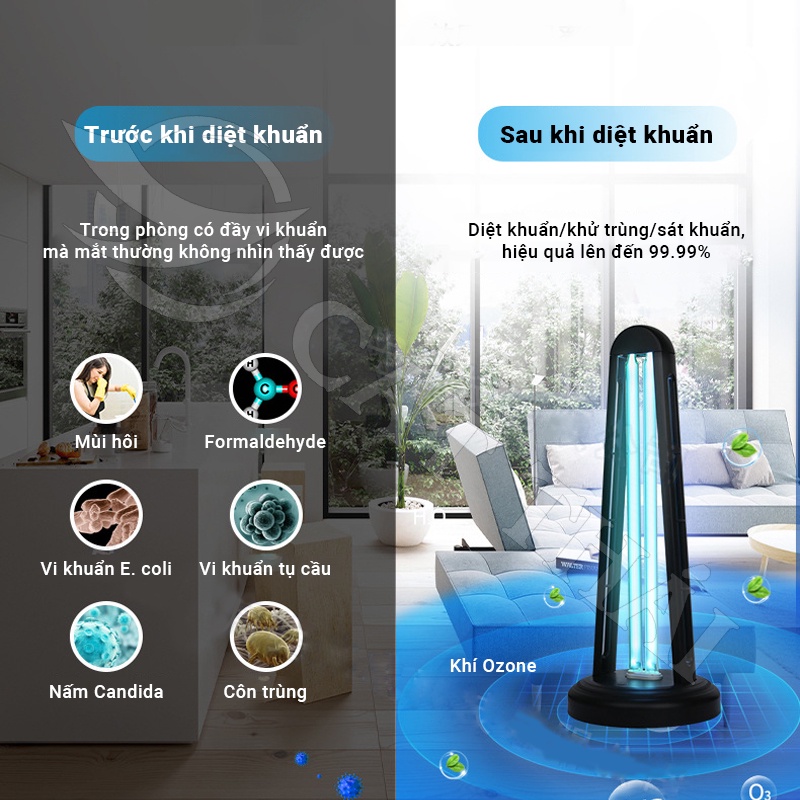 Đèn diệt khuẩn Tia cực tím XD-01 công suất 38W,đèn khử trùng cho không khí trong lành,an toàn,hiệu quả