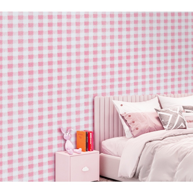 1 mét decal giấy dán tường ô ca rô hồng nhỏ mẫu mới khổ 45cm