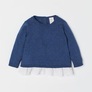 Áo len xanh phối gấu xòe trắng H&M authentic 💯