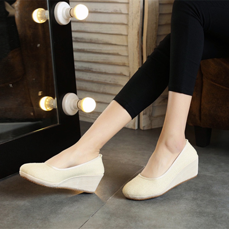 Tikp Giày Búp Bê Vải Lanh Thêu Họa Tiết Xinh Xắn Có 2 Màu Size 34-40 MS0827 Dành Cho Nữ