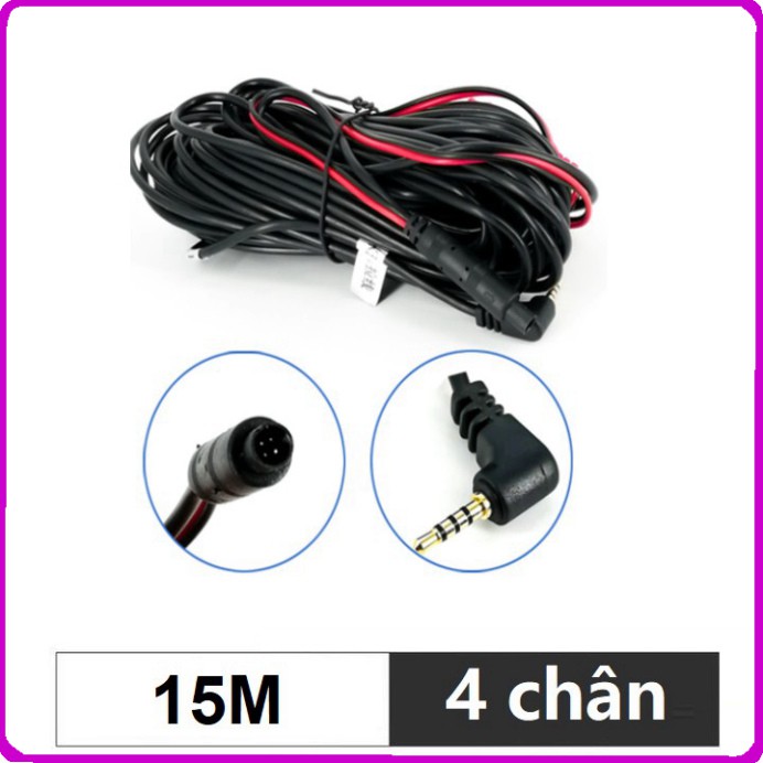 Sản phẩm Bộ dây tín hiệu kết nối camera hành trình và camera lùi, jack 2.5mm, 4 chân, dài 15m-PHD-2019008 ..