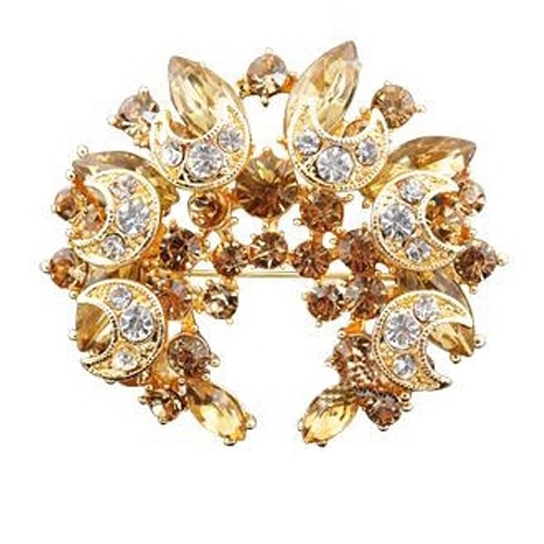 Ghim Cài Áo Hình Trăng Khuyết Phối Đá Nhân Tạo Thời Trang Cho Nữ