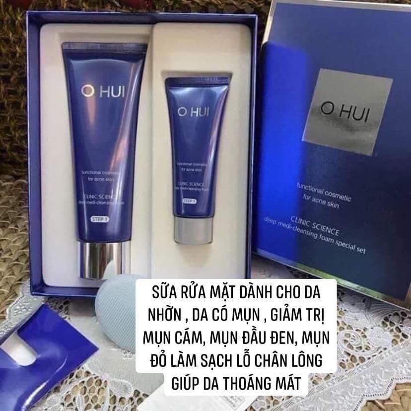 Combo 2 chai sữa rửa mặt OHUI CLINIC SCIENCE DEEP MEDI  SỮA RỬA MẶT ĐẶC BIỆT DÀNH CHO DA MỤN, DẦU