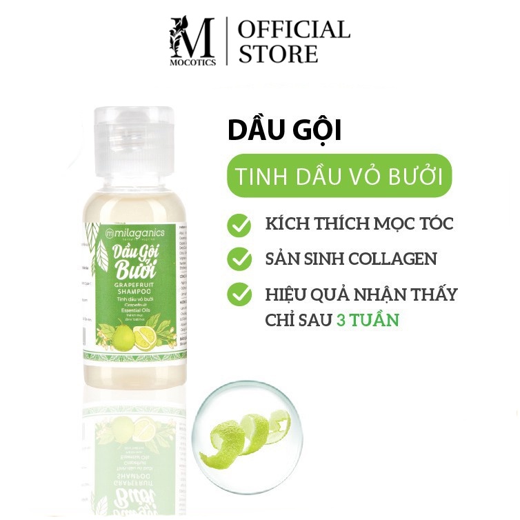 Bộ dầu gội và dầu xả bưởi Mocotics kích thích mọc tóc (25ml/Chai)