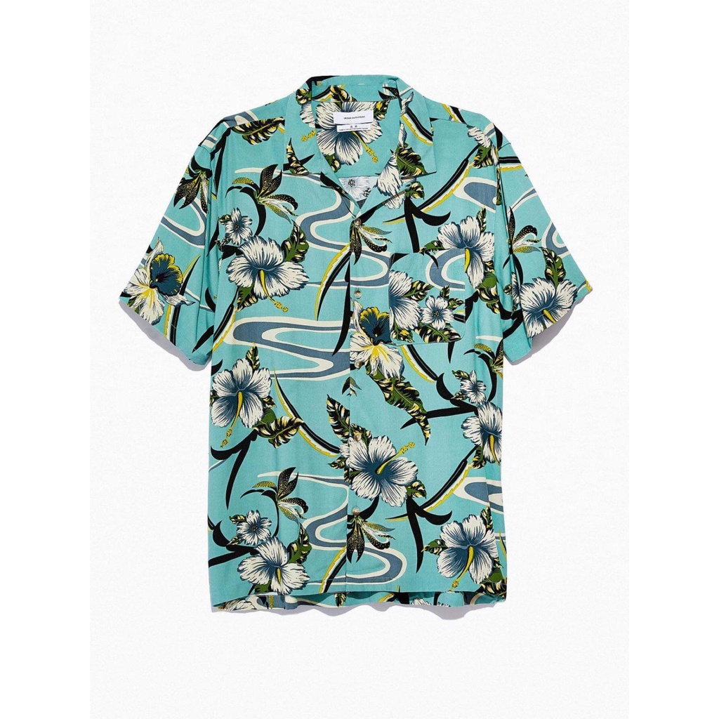 Áo somi Urban xanh hoa văn - size L