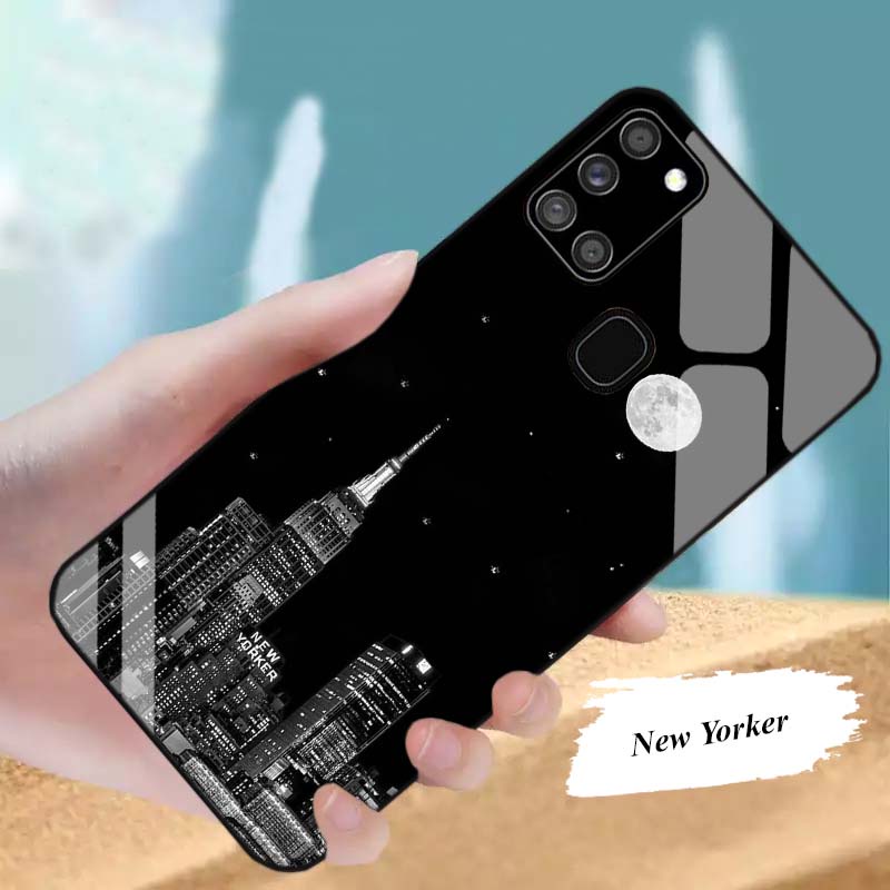 Ốp Lưng SAMSUNG A21S, M30S, M21, M31 Lưng kính cường lực Sang Trọng, Sáng Bóng