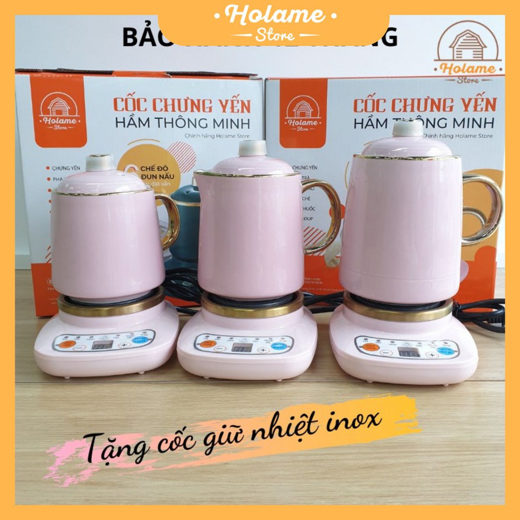 [Ảnh thật] Cốc chưng yến, cốc hâm trà, cốc hầm cháo bằng sứ cao cấp màu hồng ngọc