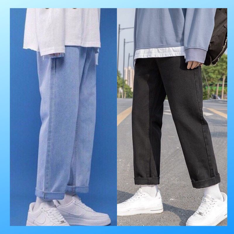 quần jean baggy nam đen trơn ống rộng chất bò cao cấp dáng suông siêu đẹp 017 | BigBuy360 - bigbuy360.vn