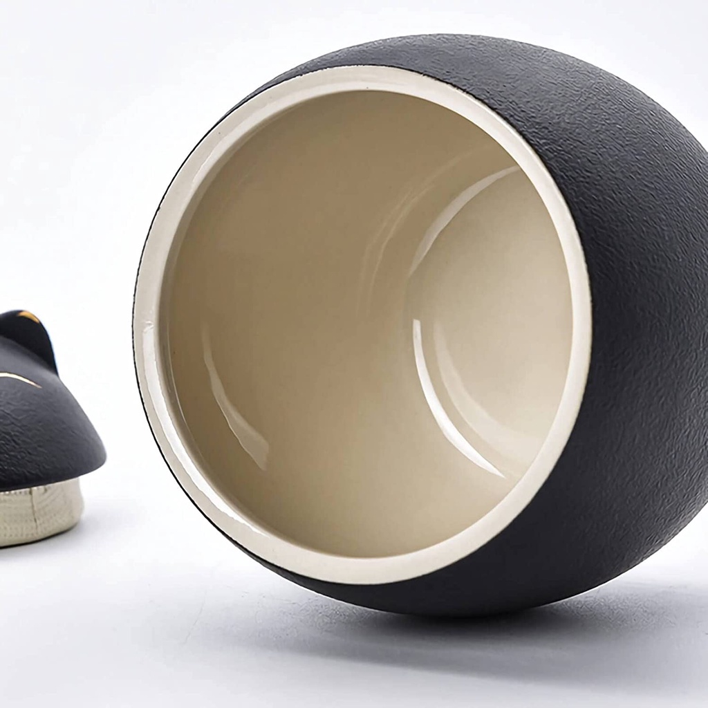 Bình Đựng Tro Cốt Thú Cưng Hình Mèo Màu Đen Thủ Công Dùng Làm Phụ Kiện Trang Trí