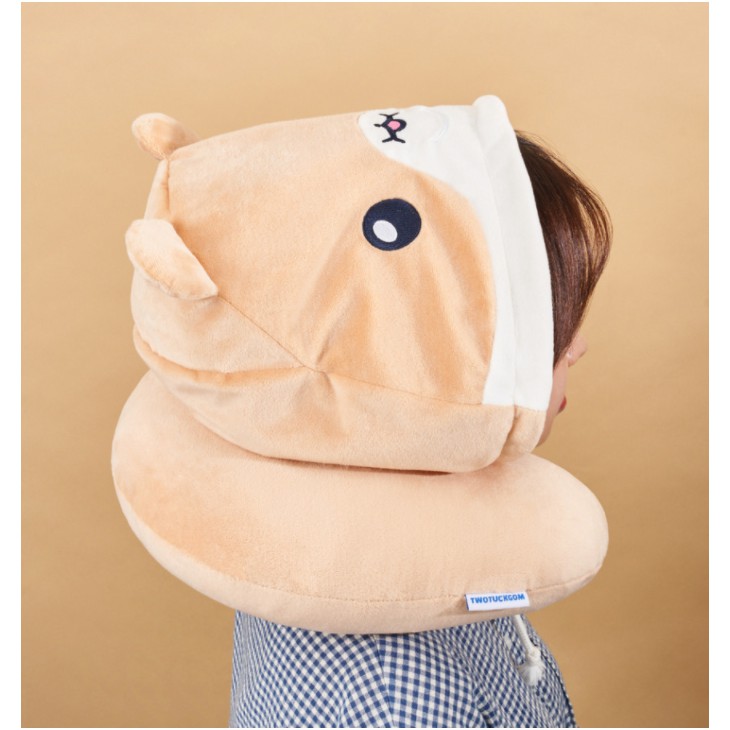 Gối cổ bông có mũ đáng yêu Hooded Neck Pillow Nunugom