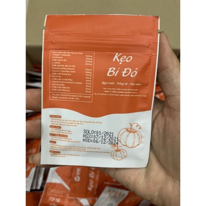 10 viên kẹo bí đỏ kết hợp kẹo dứa giảm cân, đẹp da