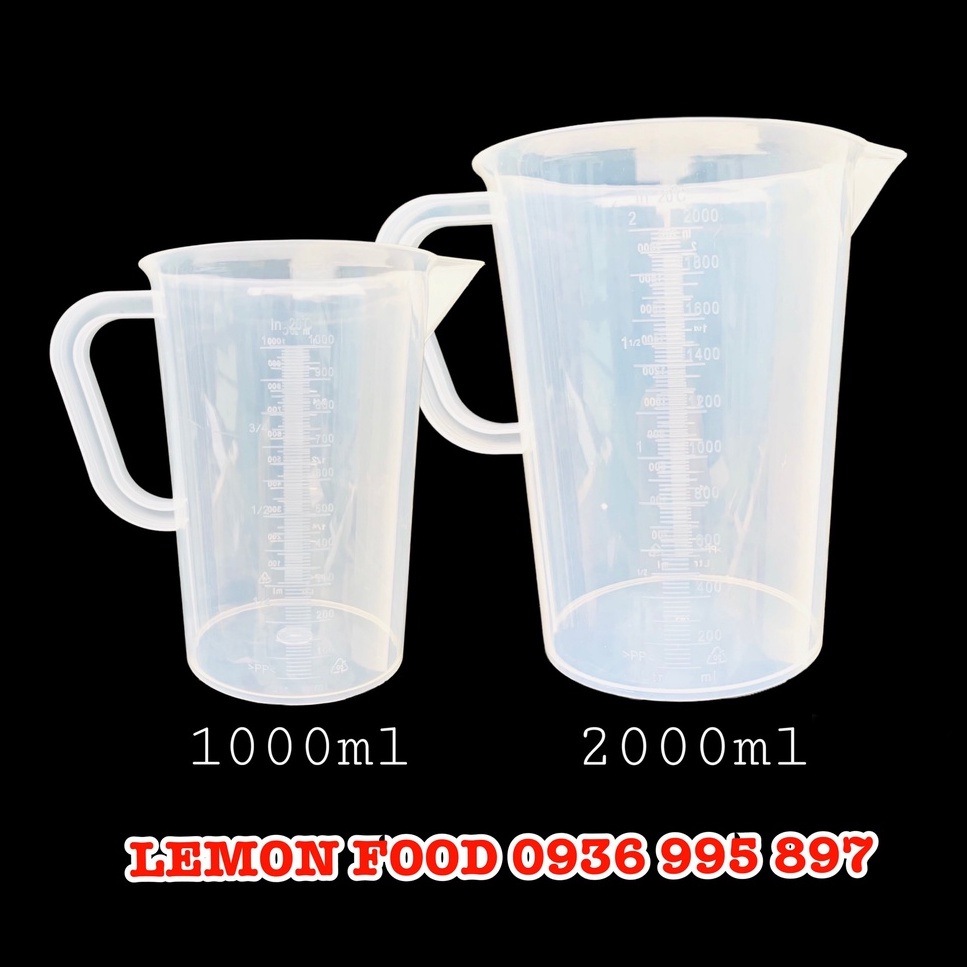 Ca đong nhựa chia vạch dung tích 50ml - 2000ml dùng trong pha chế, làm bánh, nấu ăn