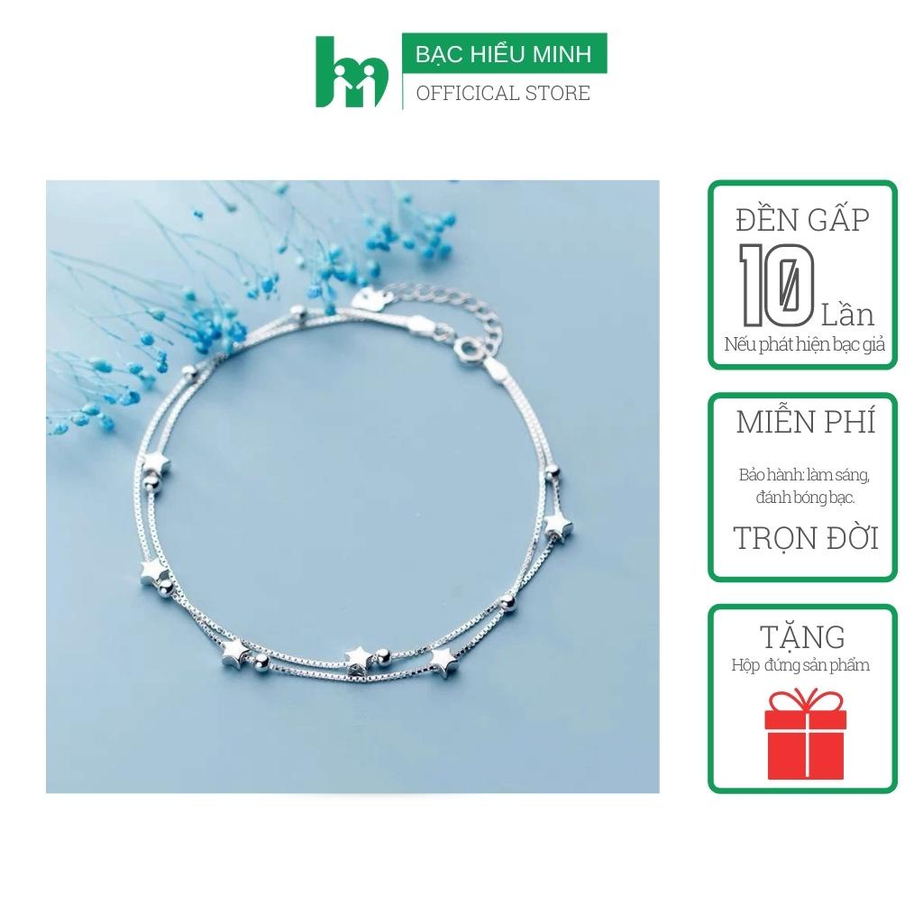 Lắc Chân Nữ Bạc Hiểu Minh LC134 Ngôi Sao Dây Kép Bảo Hành Vĩnh Viễn