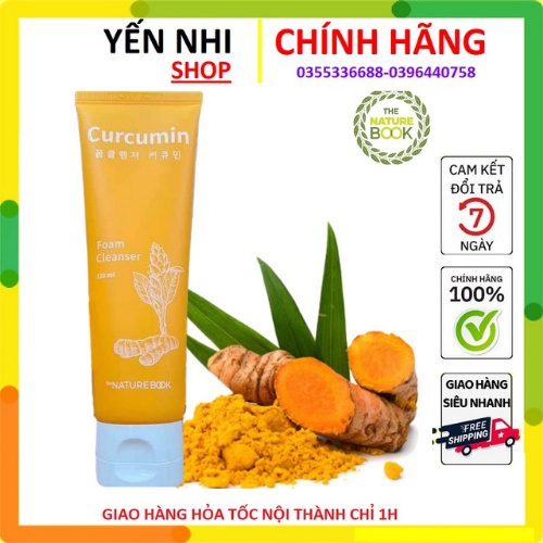 Sữa rửa mặt nghệ dành cho da dầu,da mụn làm sạch da,dưỡng ẩm chính hãng The Nature Book 120ml.