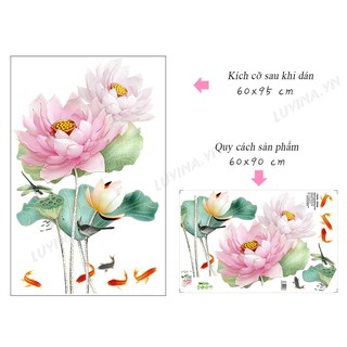 DECAL DÁN TƯỜNG HOA SEN VÀ CÁ CHÉP 10