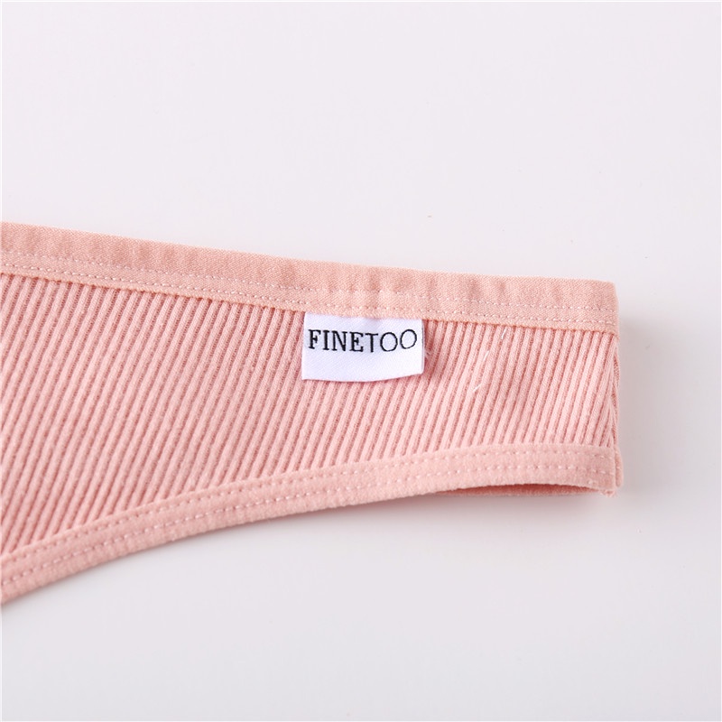 Set 7 quần lót FINETOO cotton màu trơn lọt khe chữ v gợi cảm cho nữ cỡ M- Xl 9 màu