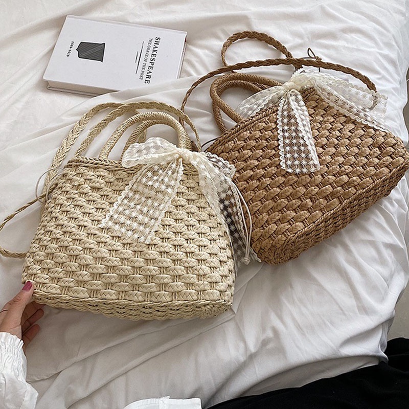 Túi xách IELGY đan rơm phong cách đi biển dành cho nữ